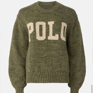 Polo Ralph Lauren Logo Olive Green Knit Sweater M